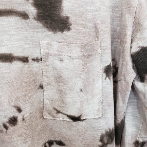 Vince Women's Crew Brown & Tan Tie Dye Splatter Pocket Folded Oversize Shirt S - Picture 6 of 16